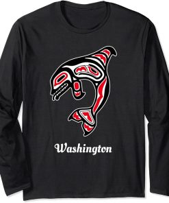 Native American Washington Red Orca Killer Whale Long Sleeve T-Shirt