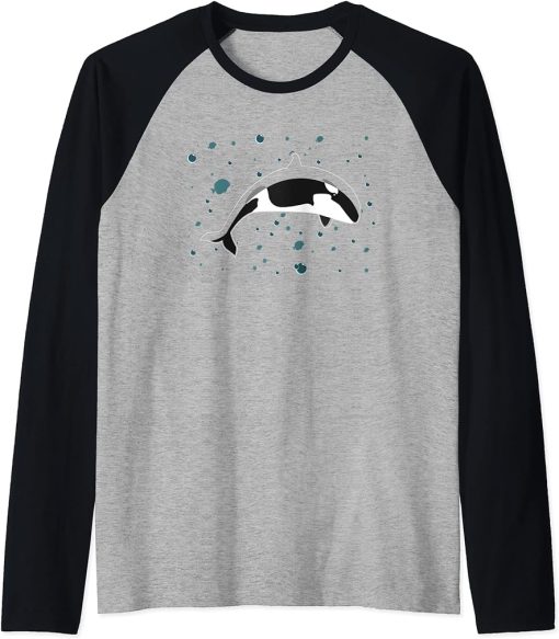 Marine Sea Orca Sea Mamal Lover Raglan Baseball Tee