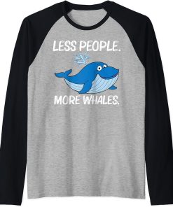 Funny Whale Art For Men Women Orca Narwhal Blue Whales Raglan Baseball Tee