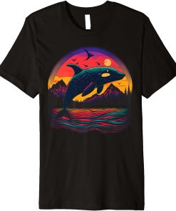 Colourful mystical orca whale watching dolphin pottwhale orca whale Premium T-Shirt