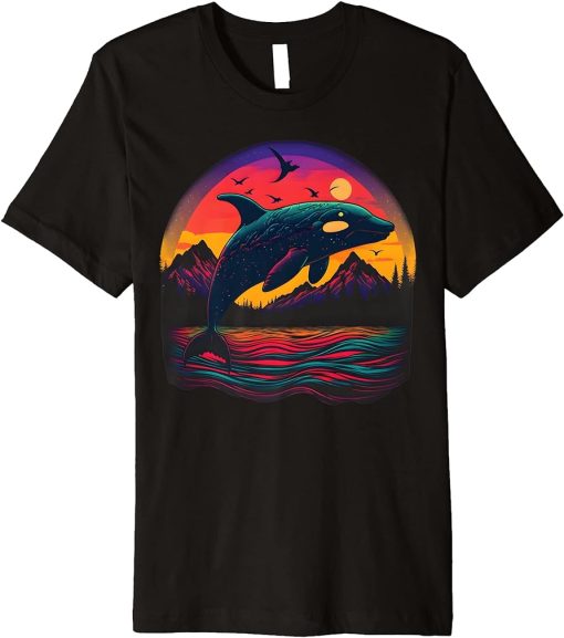 Colourful mystical orca whale watching dolphin pottwhale orca whale Premium T-Shirt